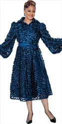 Dorinda Clark Cole 5261 - Navy - Belted Ribbon Dress